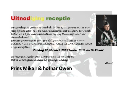 12-2 Receptie Prins Mika & hofnar Owen 12-2 Receptie Prins Mika & hofnar Owen